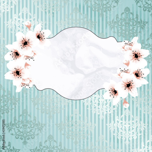 Victorian vintage banner with apple blossoms