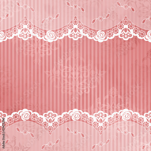 pink and white background with lace