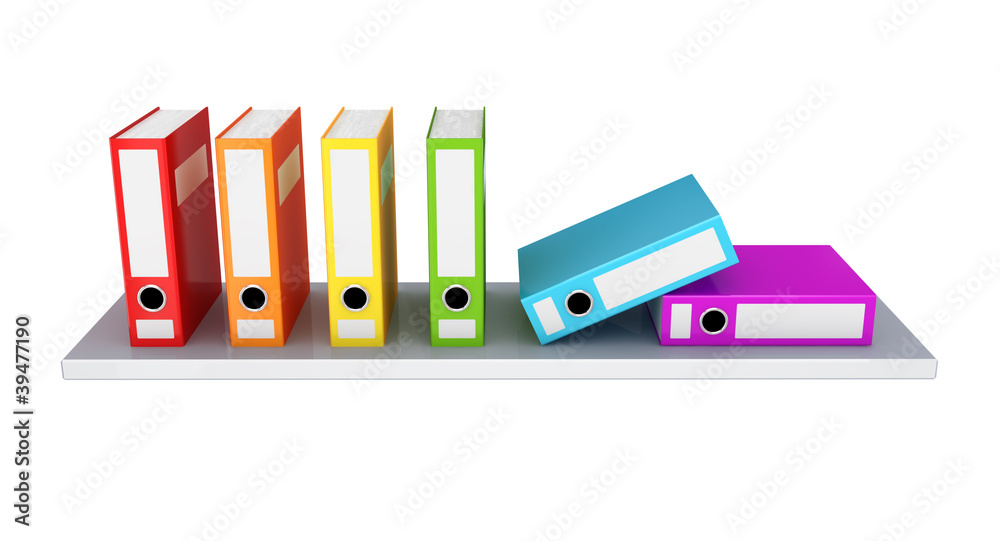 Colorful office folder on a shelf. Colorful office folder on a shelf.