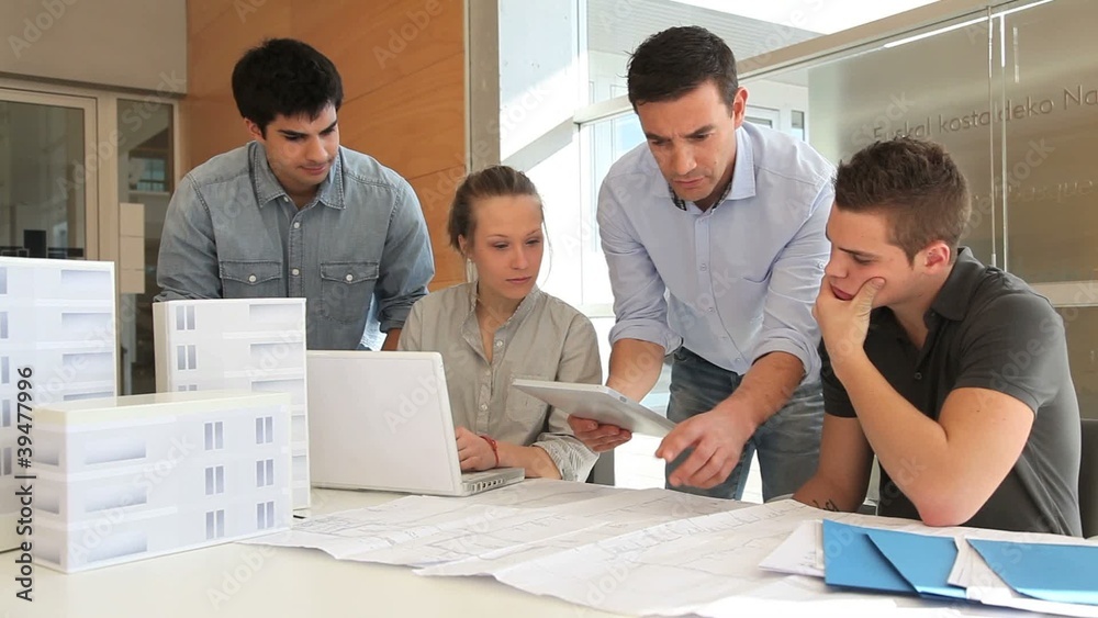 Group of students working on project
