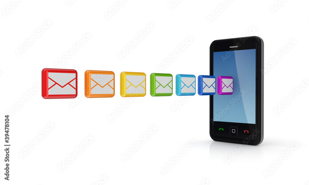 Modern mobile phone and colorful envelopes. Modern mobile phone and colorful envelopes.