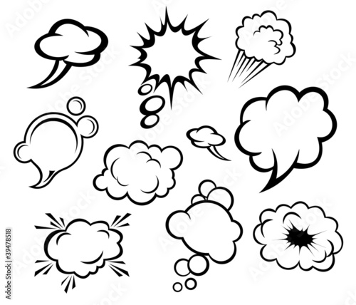 Speech bubbles and clouds
