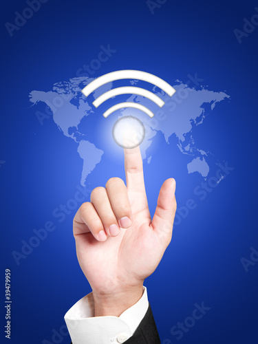 Business hand with Connection icon concept