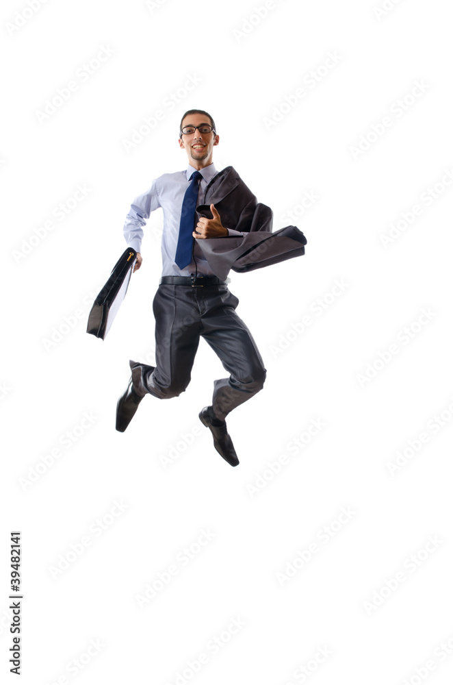 Jumping businessman isolated on white Jumping businessman isolated on white