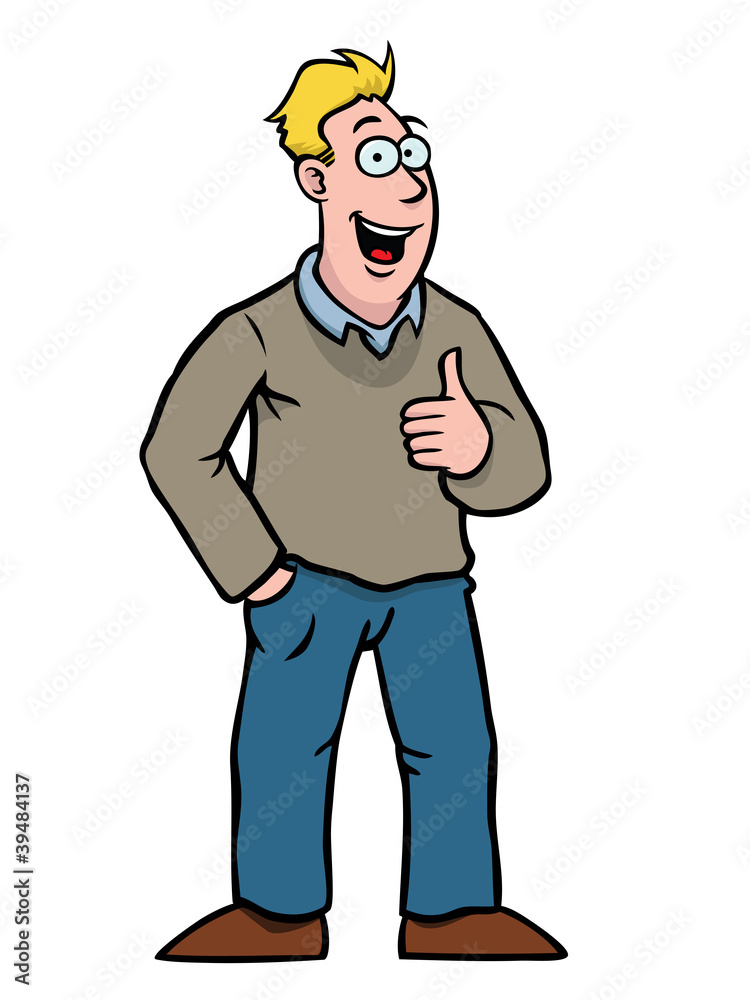 Man in casual clothing smiling and holding his thumbs up Man in casual clothing smiling and holding his thumbs up