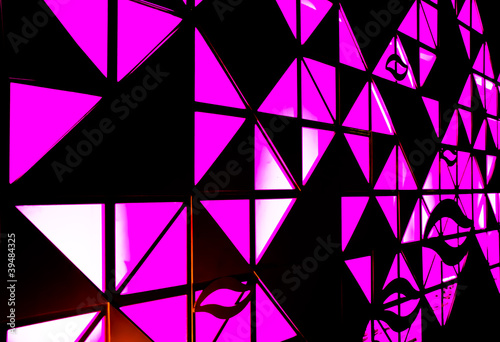 Abstract pink light behind black