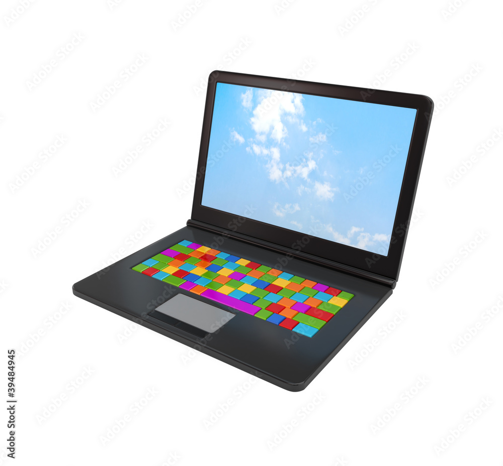 Notebook with colorful keyboard. Notebook with colorful keyboard.