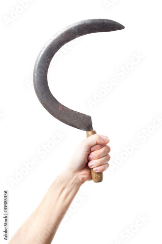 hand holding a sickle