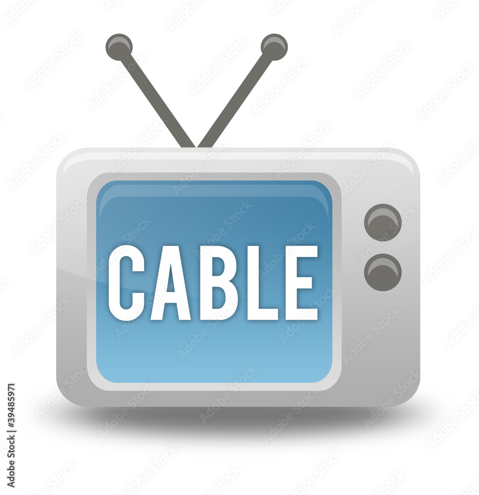 Cartoon-style TV Icon with "Cable" wording on screen Stock Illustration