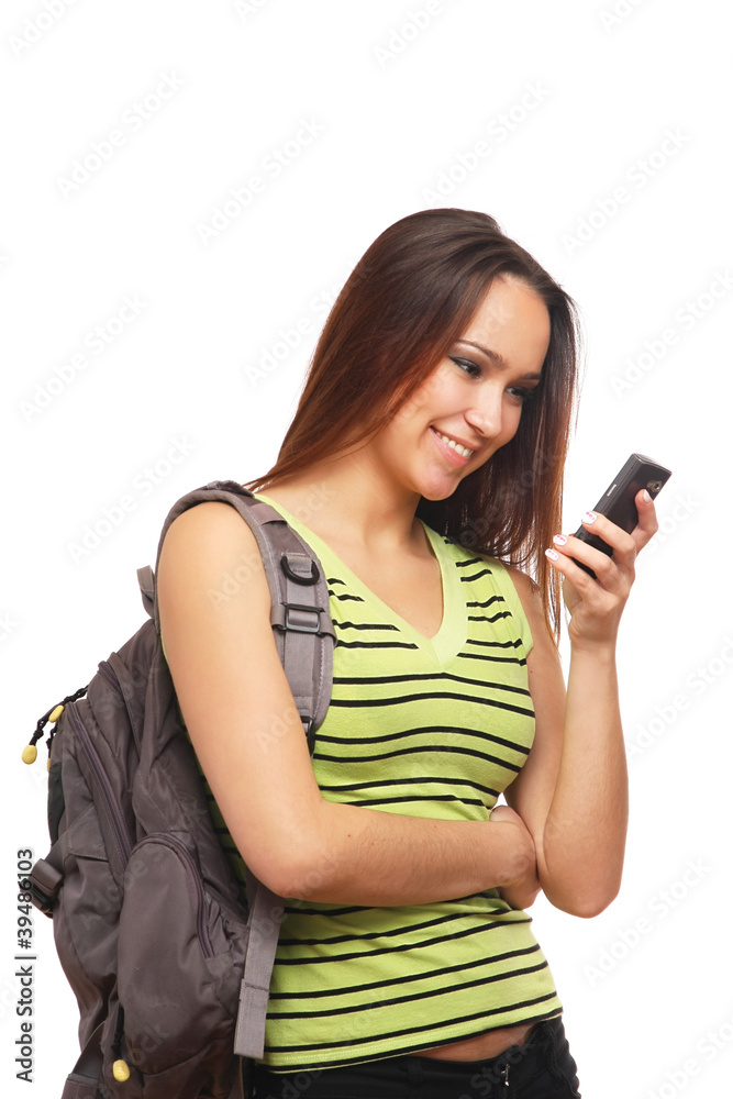 Young happy caucasian woman with a mobile phone Young happy caucasian woman with a mobile phone