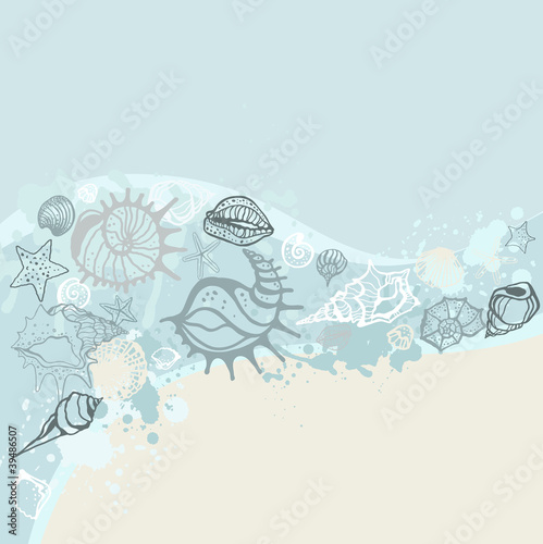 Grange Sea background. Hand drawn vector illustration