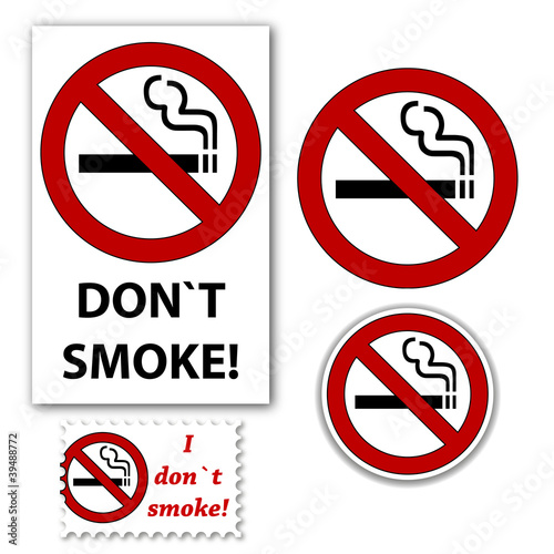 dont smoke stamp and sticker set illustration
