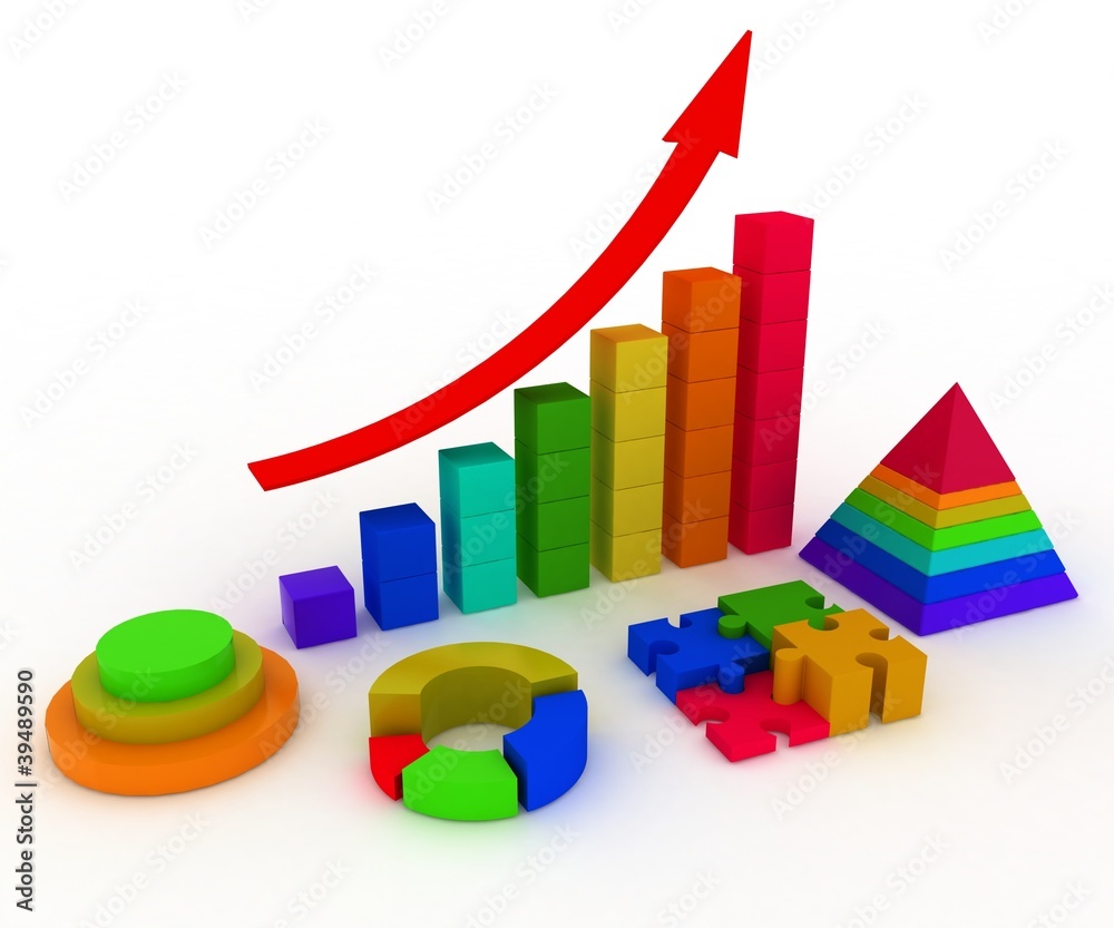 Set of rainbow charts on white background