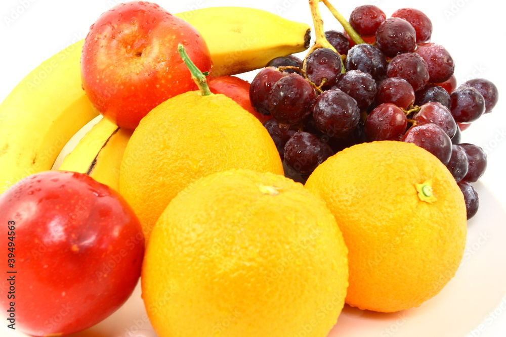 Close-up Of Assorted Fresh Fruits On White Close-up Of Assorted Fresh Fruits On White