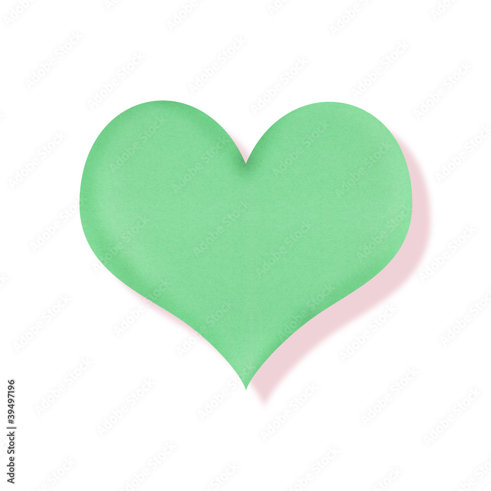heart recycled paper on white background