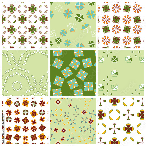 Geometric matching patterns in spring colors