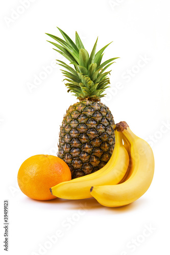 fresh fruit - banana, grapefruit, pineapple