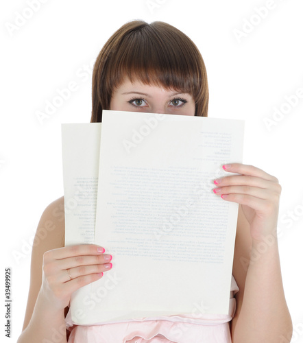 Young woman with paper.