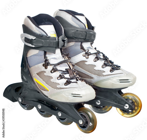 roller skates isolated on white photo