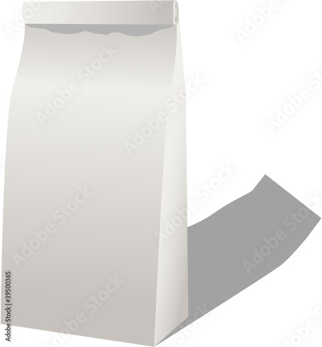 White paper lunch bag isolated on white