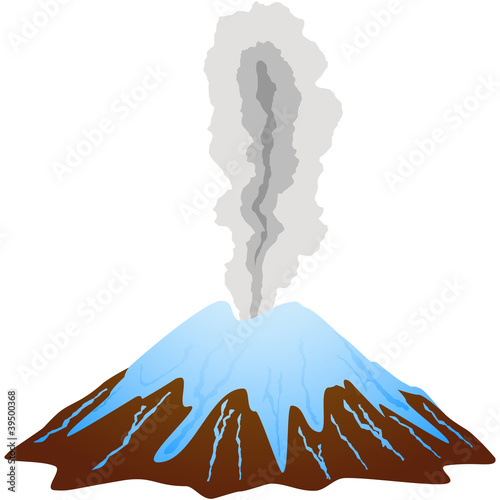 Icy dormant volcano mountain top.
