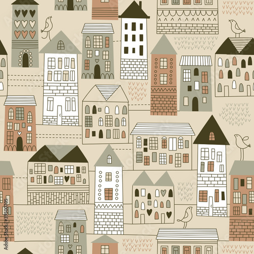 Seamless backgound with houses