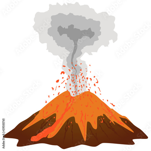Volcano mountain erupting.