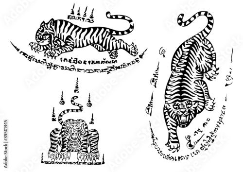 Tiger traditional thai art Tattoo Ancient