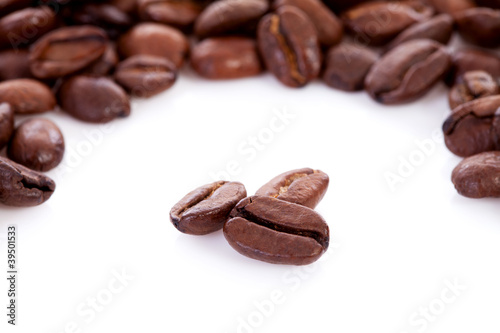 Roasted coffee beans in closeup