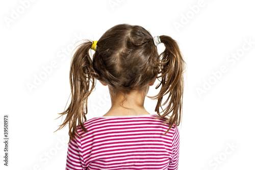 Quadro su tela Girl isolated on white background, back view