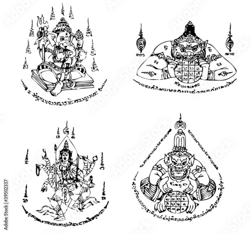 Thai Tattoo Ancient. Vector template