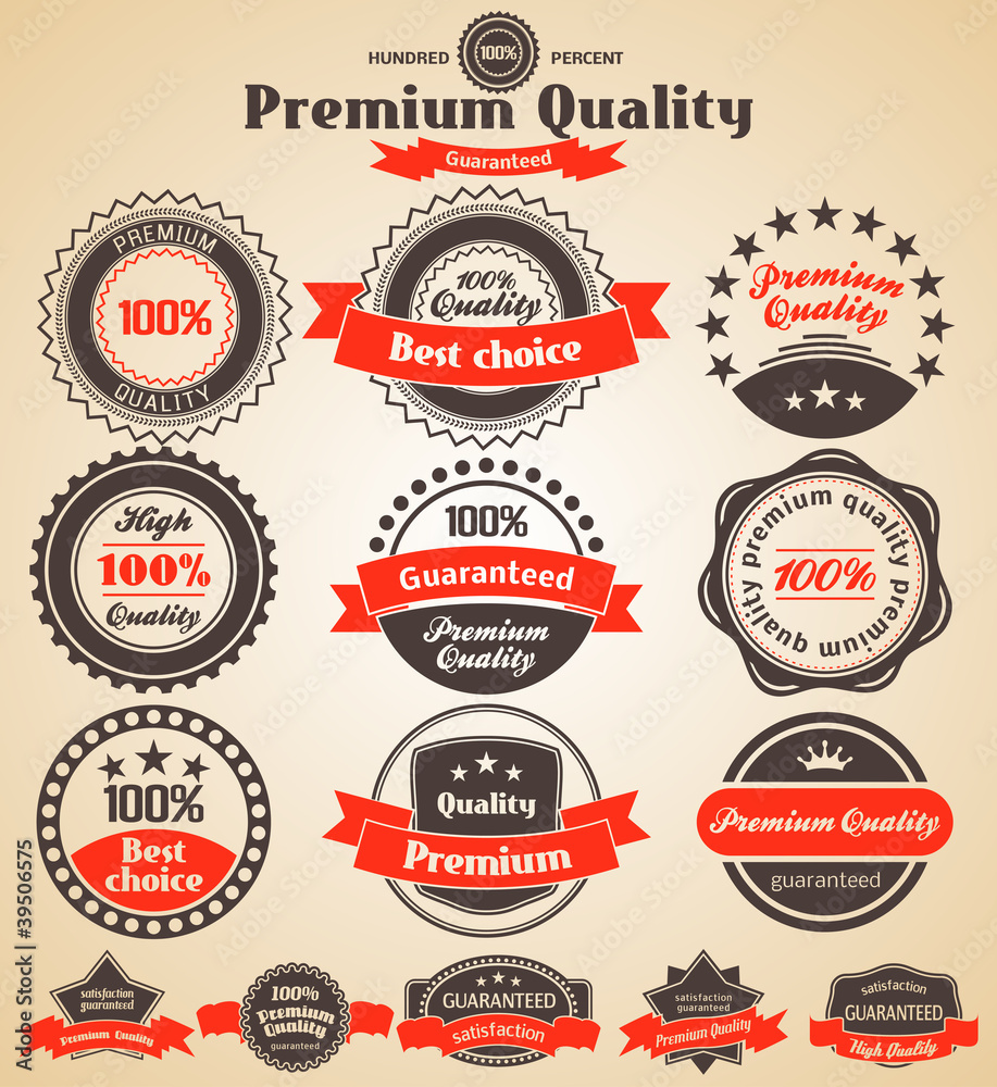 Premium Quality Labels. Design elements with retro vintage desig