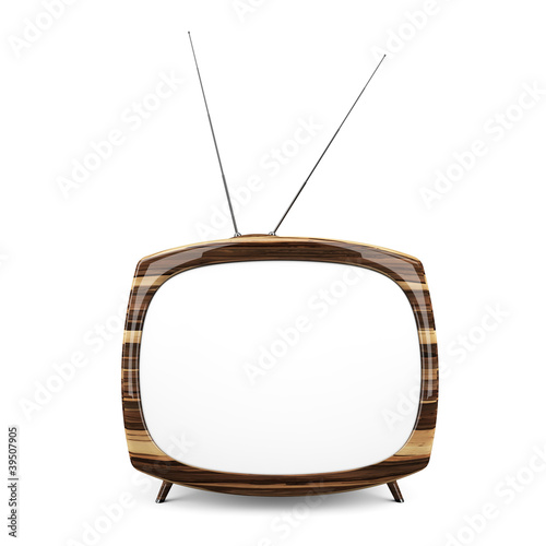 Retro Wood TV isolate on white background