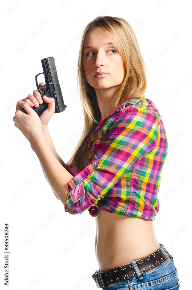 woman with gun