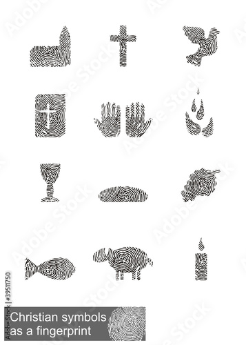 Christliche Symbole als fingerabdruck