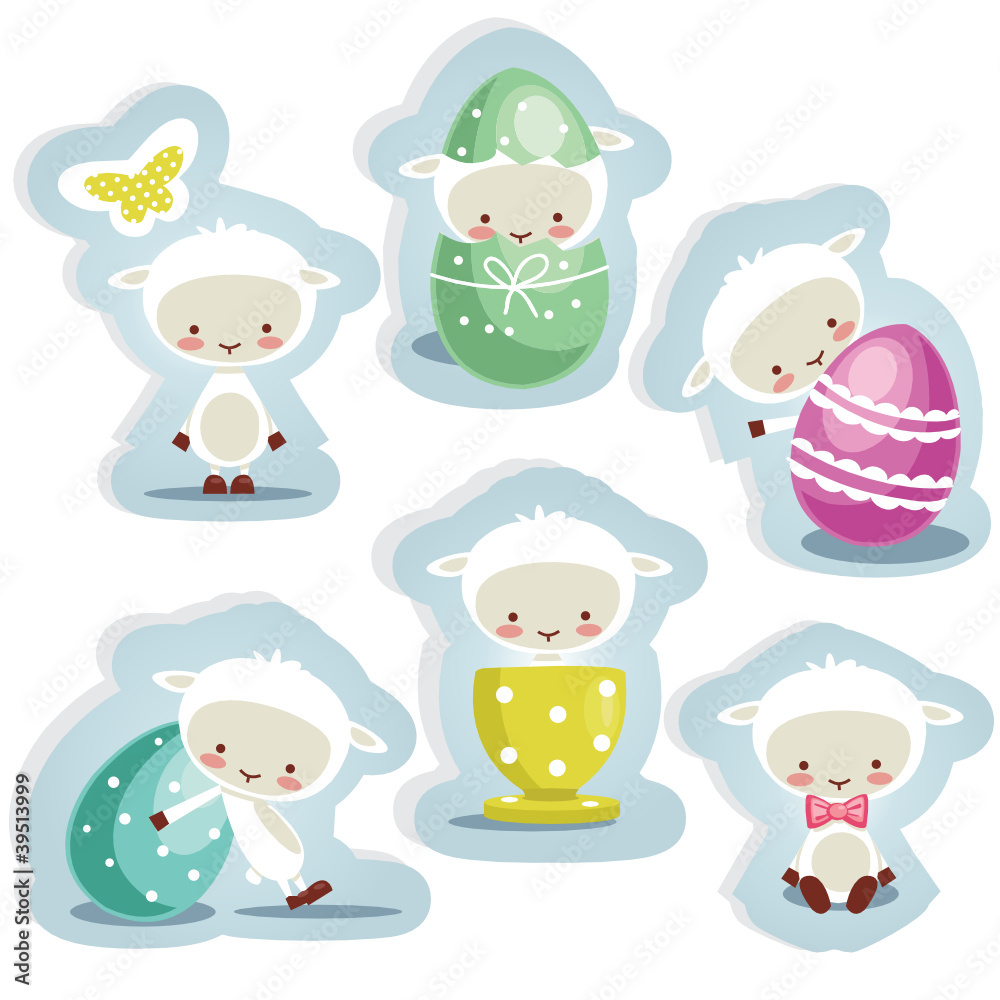 Cute easter stickers  , vector illustration