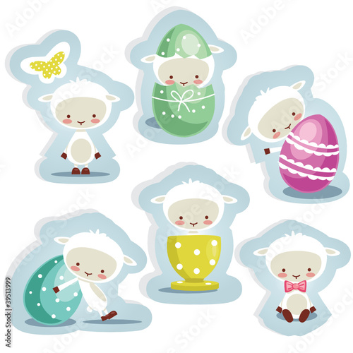 Cute easter stickers , vector illustration