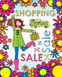 Cute woman with shopping bags wearing spring clothing.
