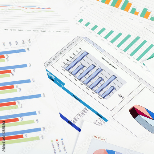 Graphs, charts, business table. The workplace of business people