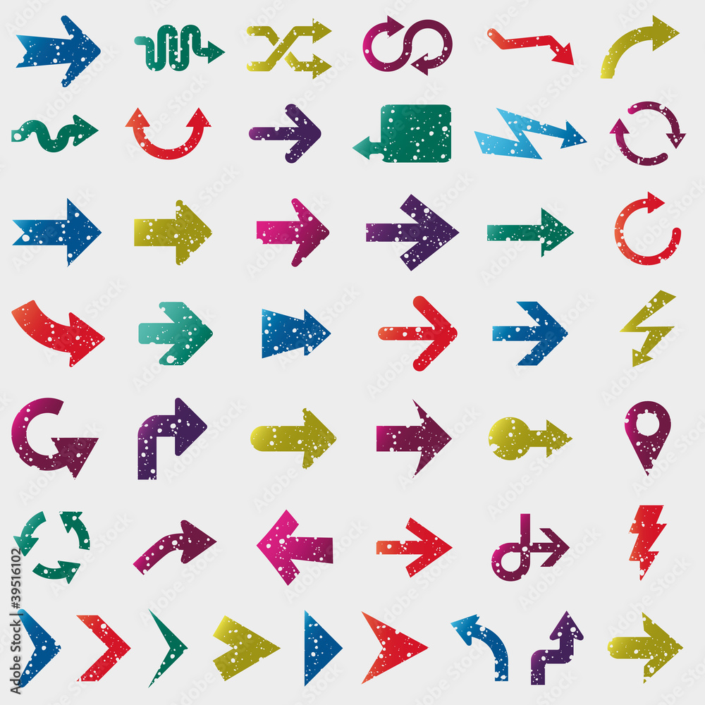Set vector arrows grunge icons Set vector arrows grunge icons