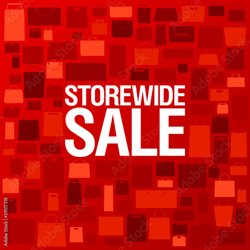 Store wide sale, bright background with shopping bags