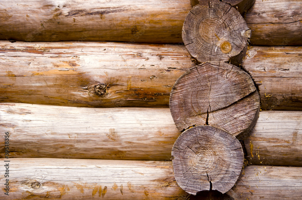 Background of retro rural log house wall Background of retro rural log house wall