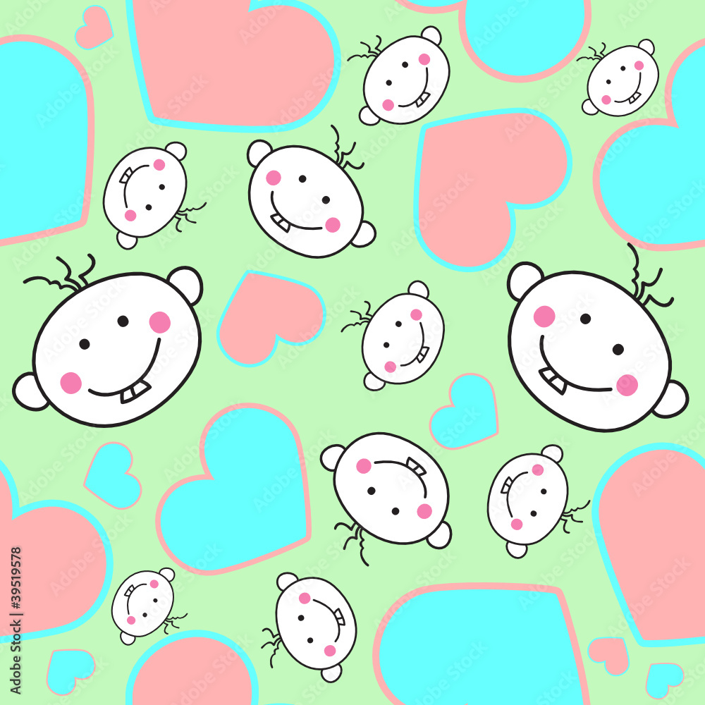 The pattern with baby characters and hearts. The pattern with baby characters and hearts.