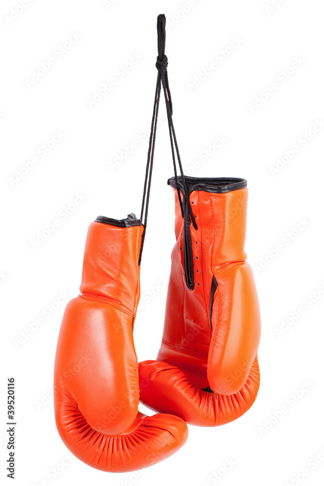 Pair of orange boxing gloves