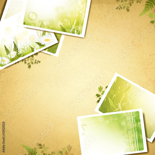 Vintage eco background with nature photos