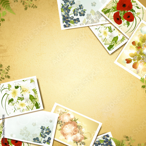 Vintage background with flower photos