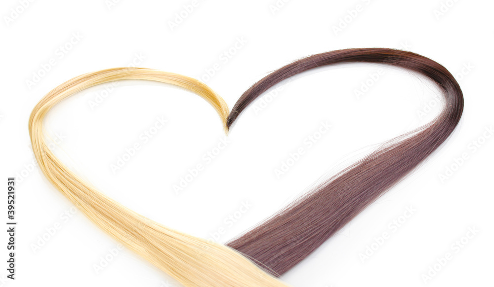 Shiny blond and brown hair isolated on white Shiny blond and brown hair isolated on white