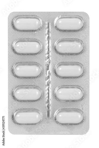set of white pills in blister pack