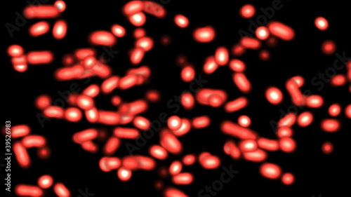 animation of red colored bacteria