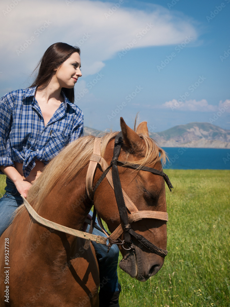 Obraz premium girl on horse